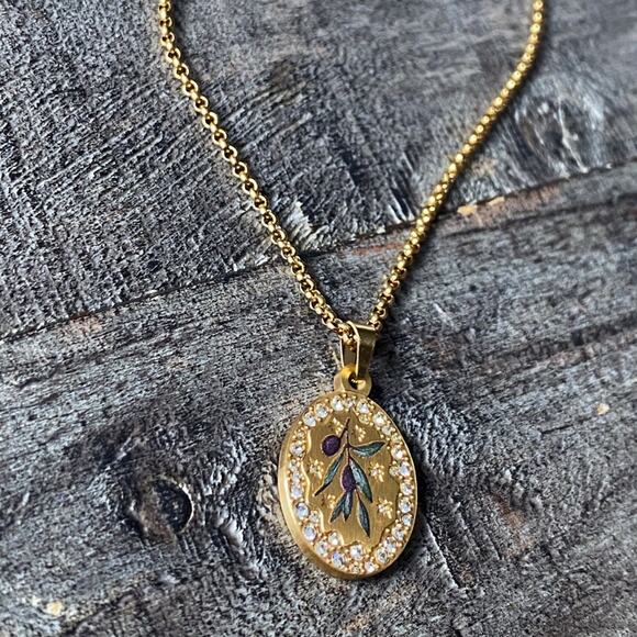 NEW Olive Branch & Rhinestone Layering Necklace - Picture 16 of 16